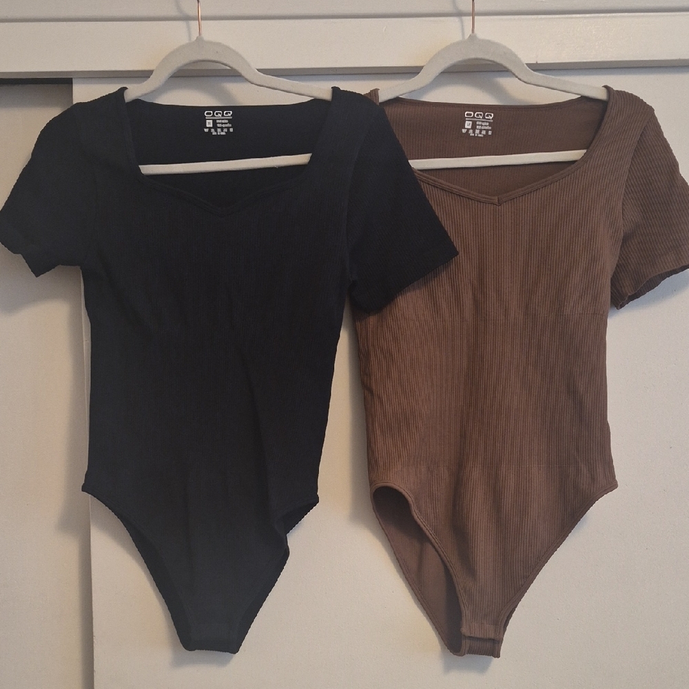 Viral OQQ Black and Brown Body Contour Bodysuit Set